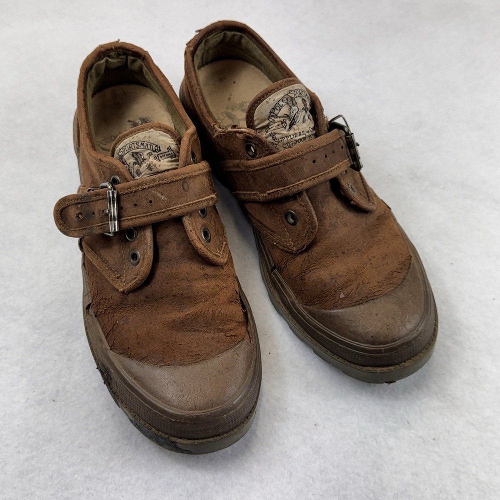 Polo Sport Ralph Lauren Sportsman‎ Shoes Mens Brown Distressed Gorpcore Vintage